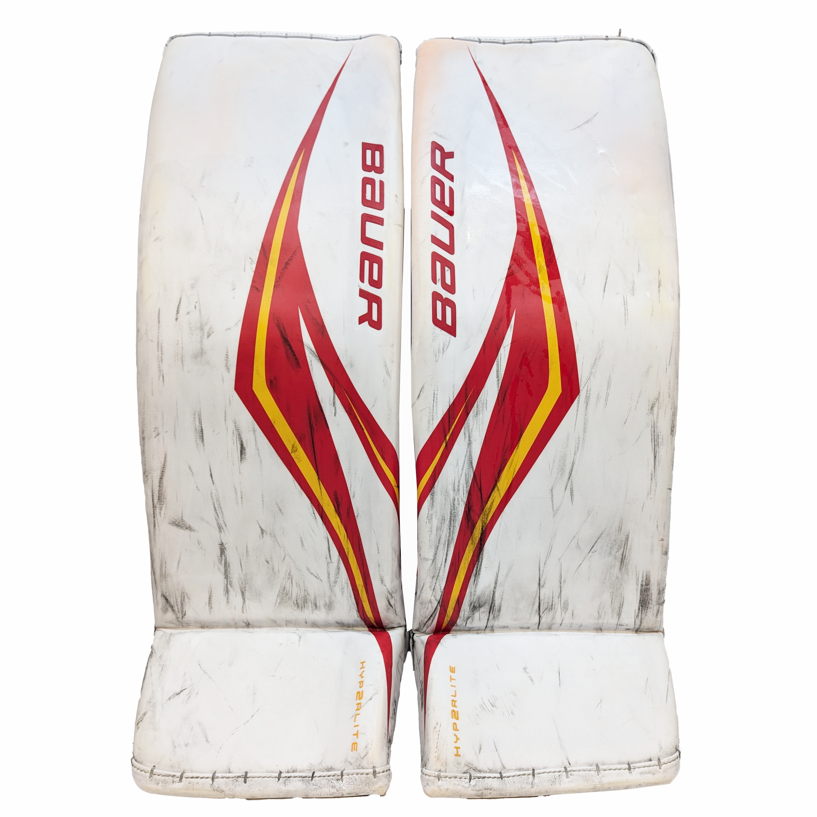 Bauer Vapor HyperLite - Ensemble complet de gardien de but Pro Stock d'occasion AHL (blanc/rouge/jaune)